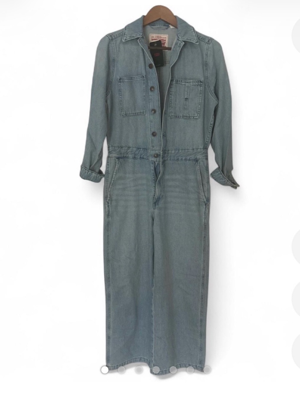 Levi's Light Wash Denim Long-Sleeve Jumpsuit